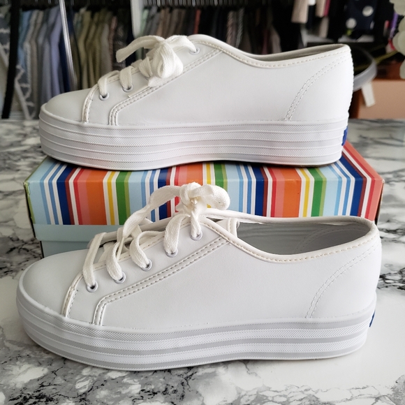 KEDS genuine leather platform tennis shoes women sz 6 - Picture 2 of 6